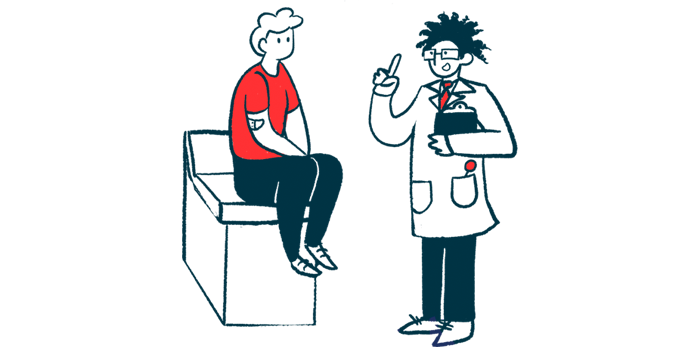 An illustration shows a person on a treatment table consulting with a doctor.