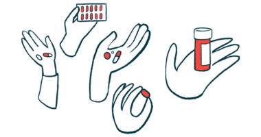 Gilenya for MS | Angioedema News | illustration of hands holding pills