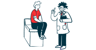 A doctor consults with a patient who's sitting on an examining table.