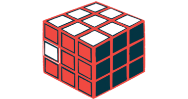 An illustration of a tri-color cube shows one white square among all red squares.