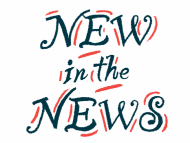 An illustration of the words 'new in the news.'
