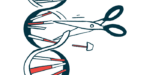 A pair of scissors is shown cutting a strand of DNA.