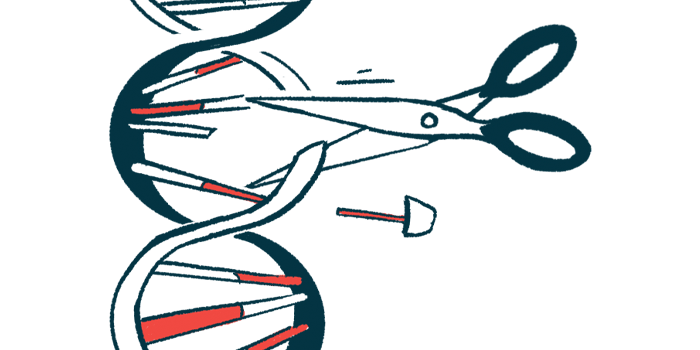 A pair of scissors is shown cutting a strand of DNA.