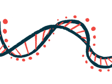 A strand of DNA shows its double helix.