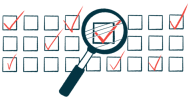A magnifying glass is held up in front of several boxes with a checkmark, with one as the focus.