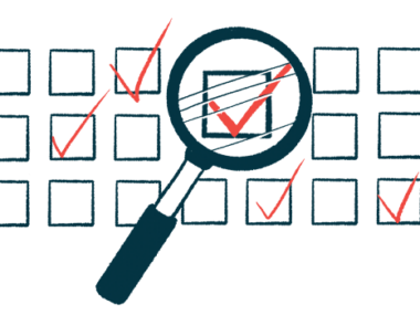 An illustration showing a magnifying glass hovering over one checked box among a number of such boxes.