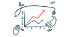 A pair of hands and a stethoscope frame an image of a graph labeled 