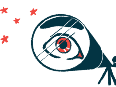 An eye is seen in close up, as the view of a man looking into a telescope in a night sky.