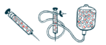 An illustration shows equipment used to administer stem cell therapy.