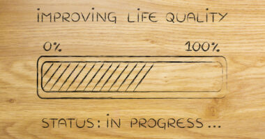 A stylized progress bar depicting improvements in life quality