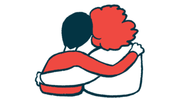 Two people are shown from behind, each with one arm embracing the other person.