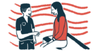 An illustration of a doctor speaking with a female patient.