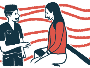 An illustration of a doctor speaking with a female patient.